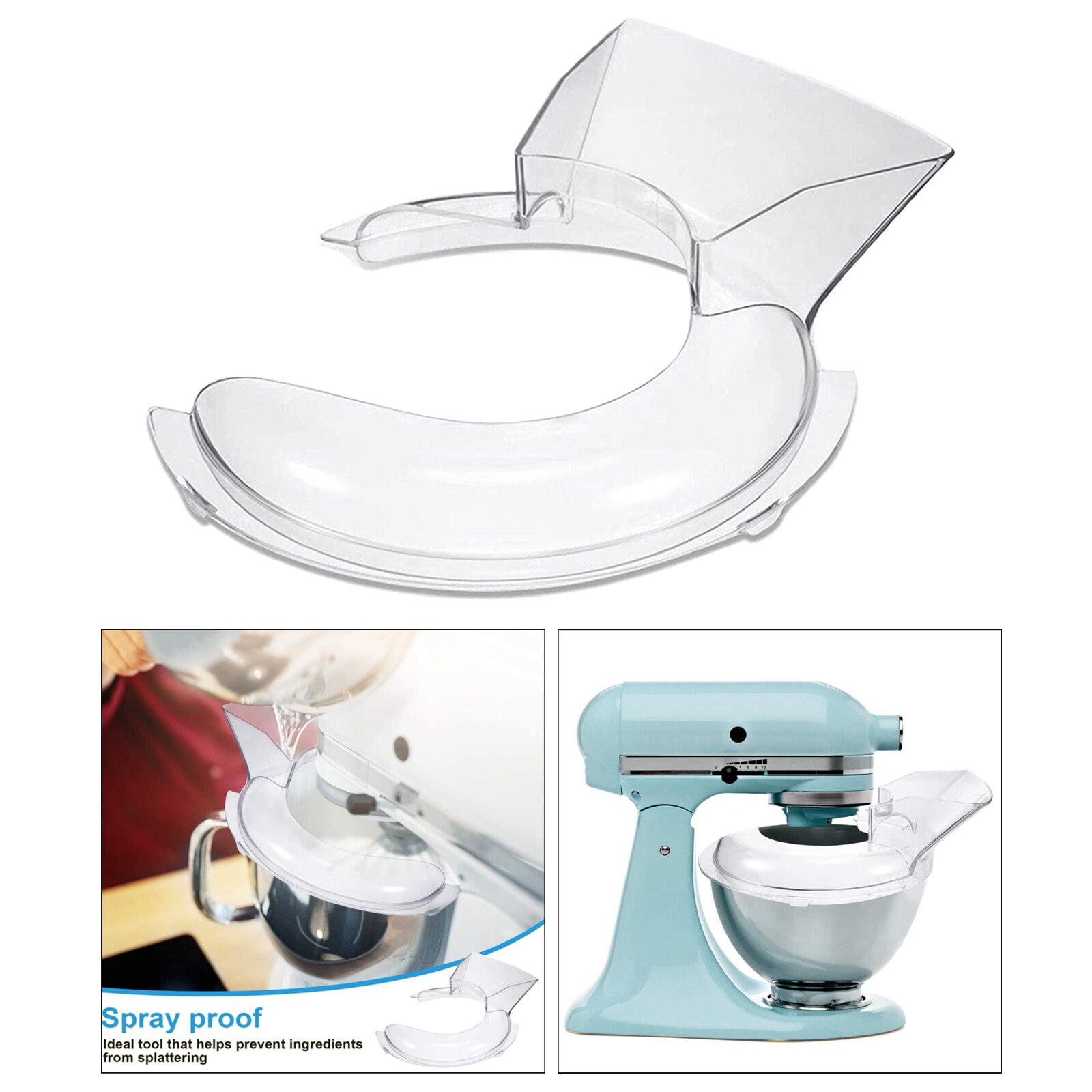 Pouring Shield for 4.5 and 5 Quart Tilt Head Stand Mixer Bowls 15x15.5cm