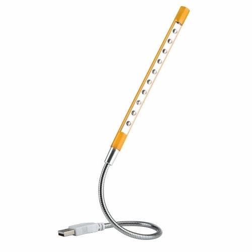 10 LED USB Keyboard Light Night Flexible Lamp for Reading Notebook Laptop: Gold