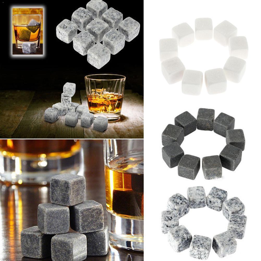 9 Pcs/1 Set Whisky Ijsblokjes Wijn Bier Drankjes Stenen Rotsen Cube Whisky Ijs Graniet Chiller Pouch Cooler kleine X7X9