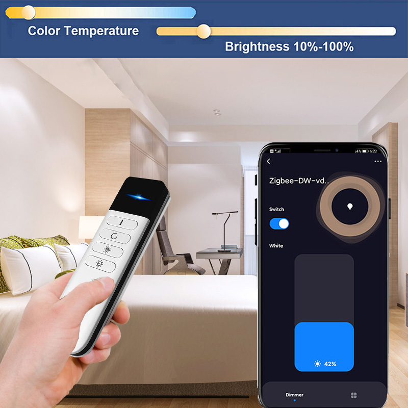 Tuya Zigbee Smart Dimmen Afstandsbediening Draagbare 2in1 4-Knop Led Control + 4Key Scène Schakelaar Afstandsbediening Voor Dw Cct led Licht Controller