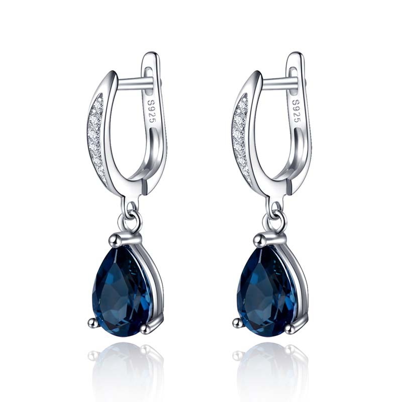 Exquisitos Pendientes de circonita azul con forma de gota de agua y aguja de plata 925 para mujer, joyería de boda, para niña, Pendientes Oorbellen