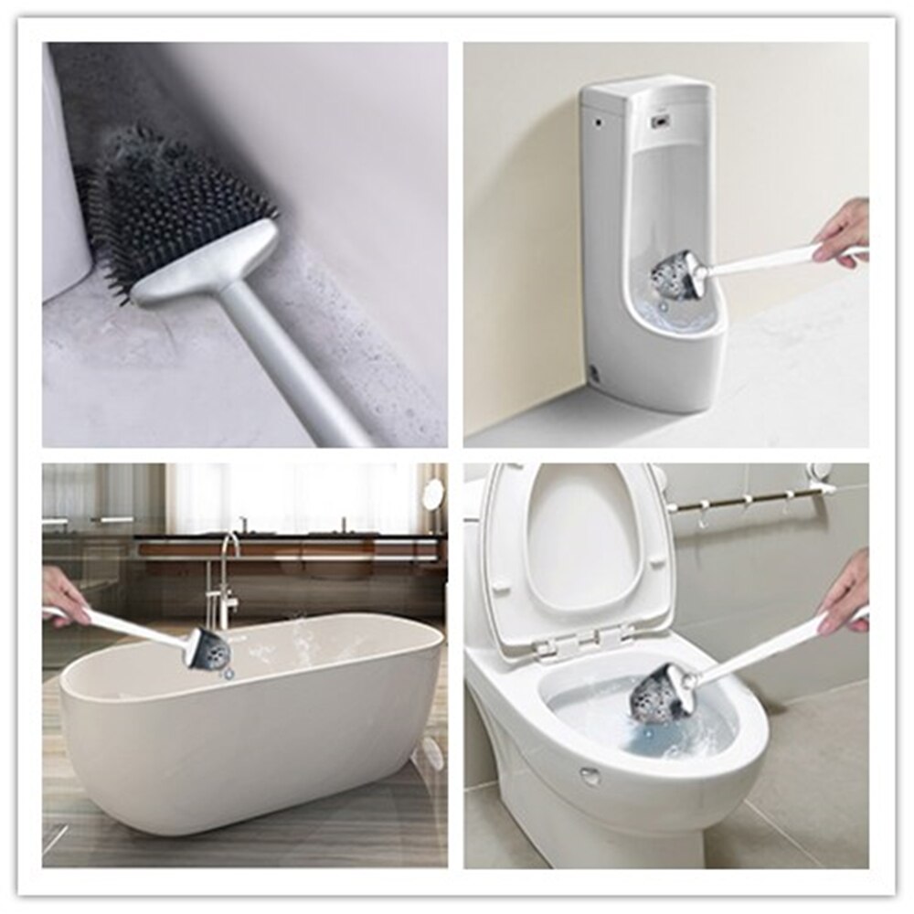 Cepillo de silicona para inodoro, utensilio de cocina con soporte, flexible, escalable