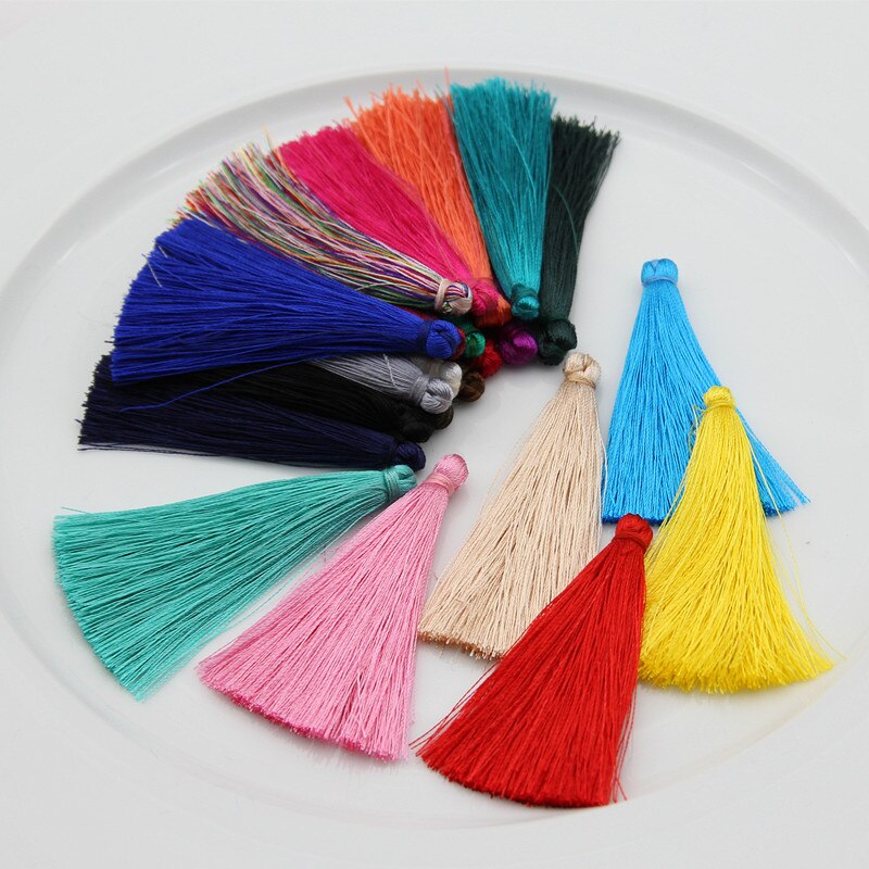 FISHWAVES 10 unids/lote 65mm borlas de flecos DIY pendientes accesorios borlas de seda para adornos joyería hallazgos borlas
