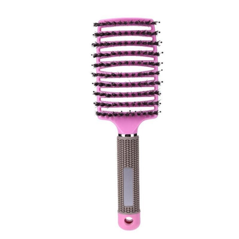 Girls Hair Scalp Massage Comb Hairbrush Bristle Nylon Women Wet Curly Detangle Hair Brush for Salon Hairdressing Styling Tools: Pink