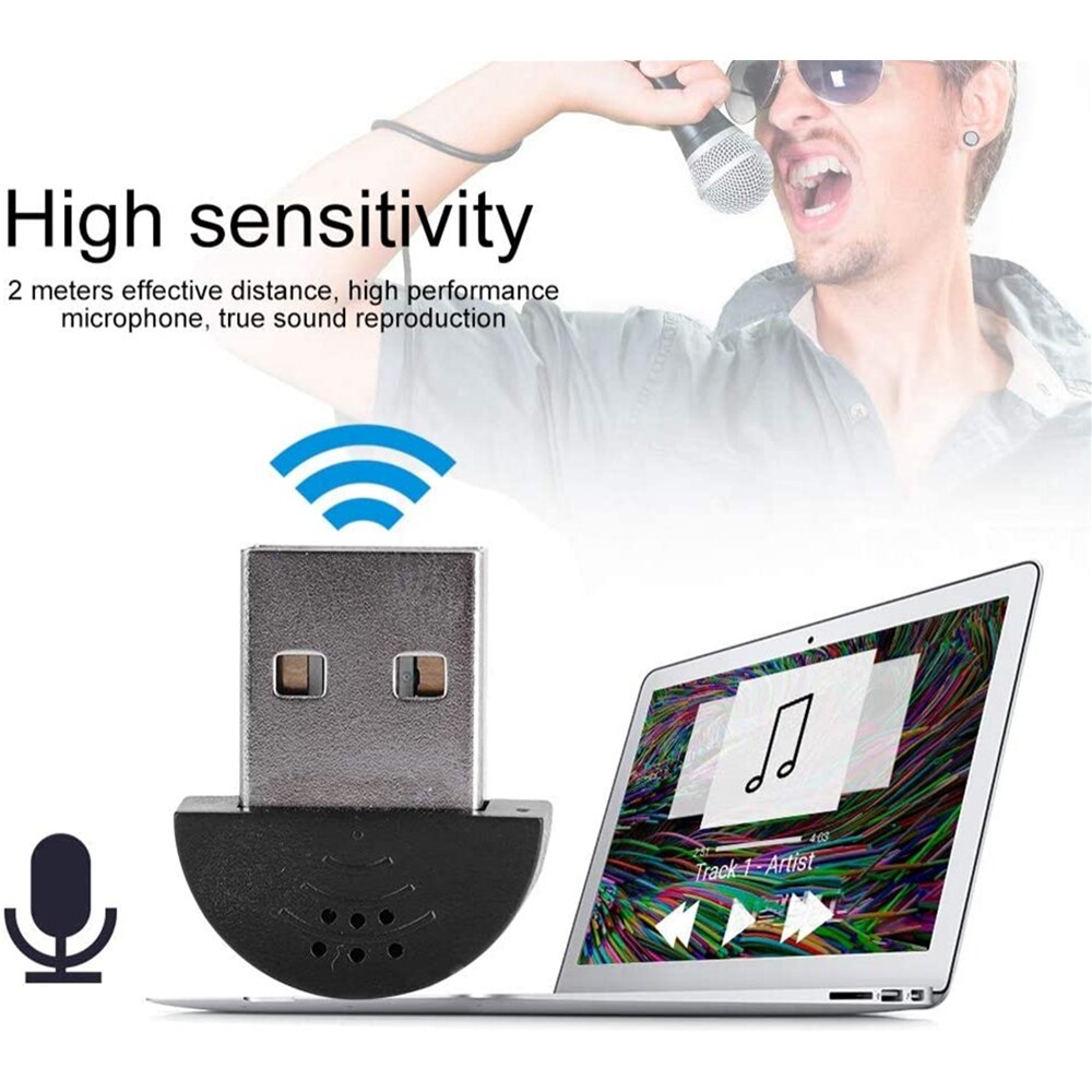 Portable Mini USB 2.0 Microphone, USB Mini Studio Speech Microphone Recording Audio MIC Adapter for Computer PC