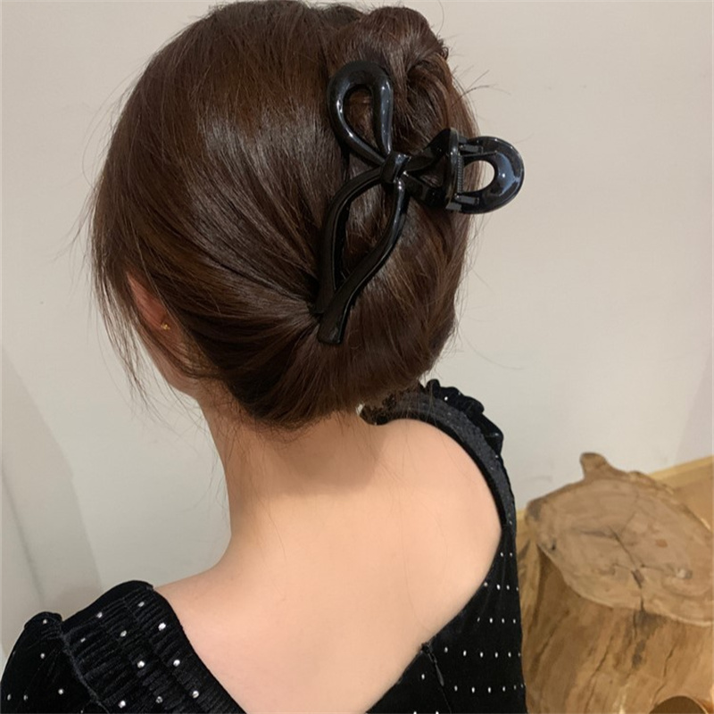 Lazo de cola de caballo, garra grande para el cabello, accesorios para el cabello de cangrejo para mujer, pinzas para el cabello con lazo acrílico sólido, horquillas, pasadores para niñas, diademas
