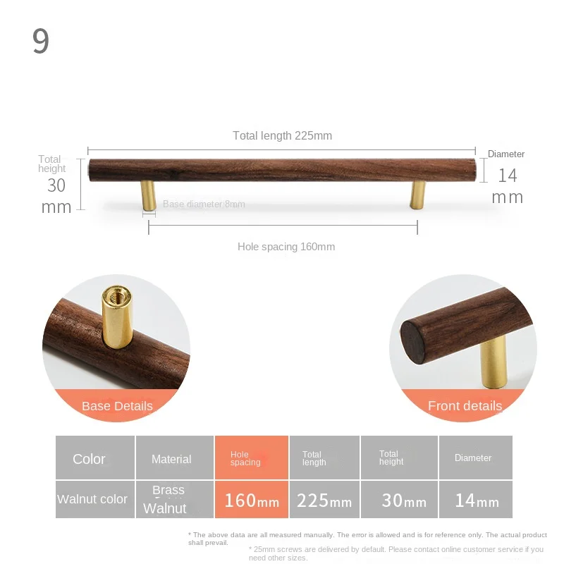 Nordischer Massivholzgriff, natürliche Holzfarbe, runde Kugel, Schranktür, Kleiderschrank, minimalistisch, luxuriös, Buchenholzmaserung, Schubladengriff: Brown