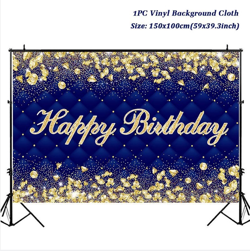 Blue Gold Happy Birthday Backdrop Banner Balloon Star Poster Booth Backdrop Birthday photozone Background Wall Party Decor: DARK GRAY
