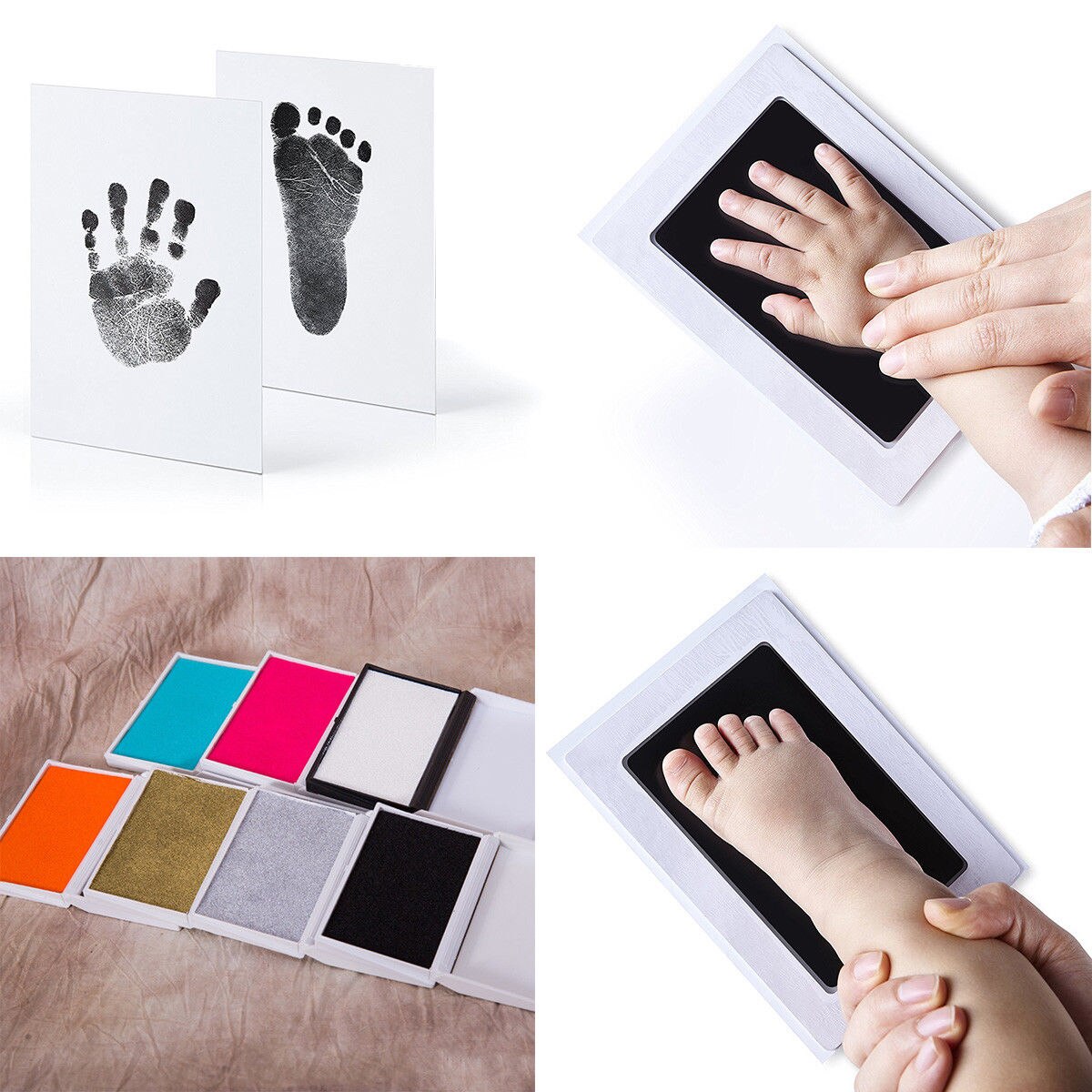 Baby Ink Pads Kit Non-toxic Handprint Footprint Mess Free Stamp Pads for Babies