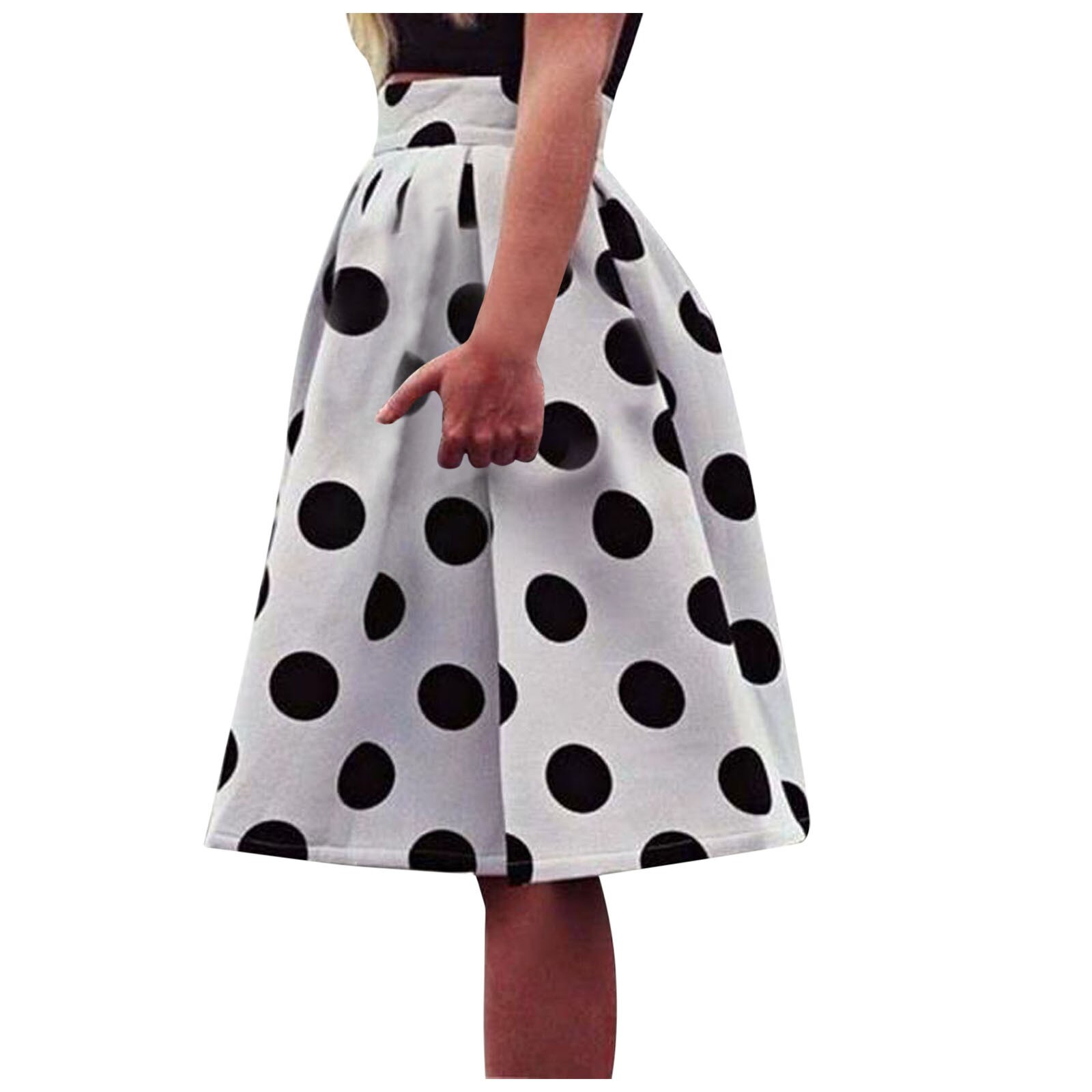 Falda blanca para mujer, falda informal estilo Harajuku con estampado de lunares, estilo Retro, para verano