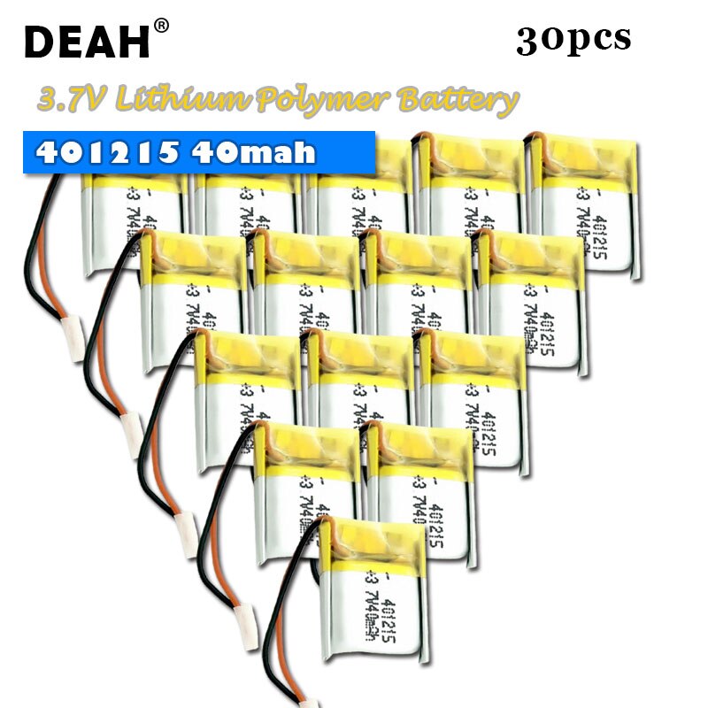5-100Pc 3.7V Lipo Cellen 401215 40Mah Lithium Polymer Oplaadbare Batterij Voor MP3 MP4 Gps Bluetooth speaker Headset Selfie Stok: 30PCS 401215