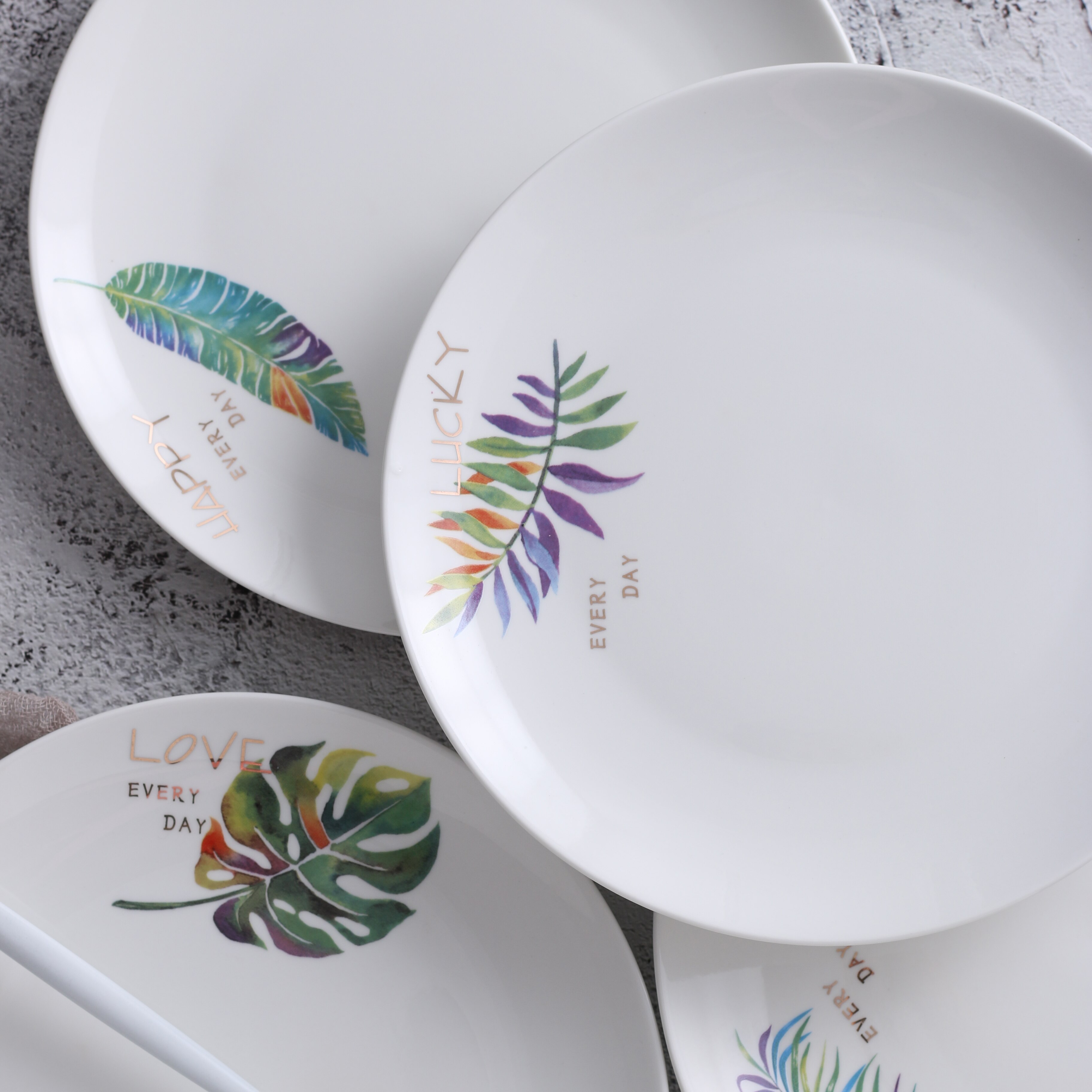 8 inch Round Plate Ceramic Dinner Plate Dish Porcelain Dessert Plate Dinnerware Cake Plate Daily Uses Home Tableware