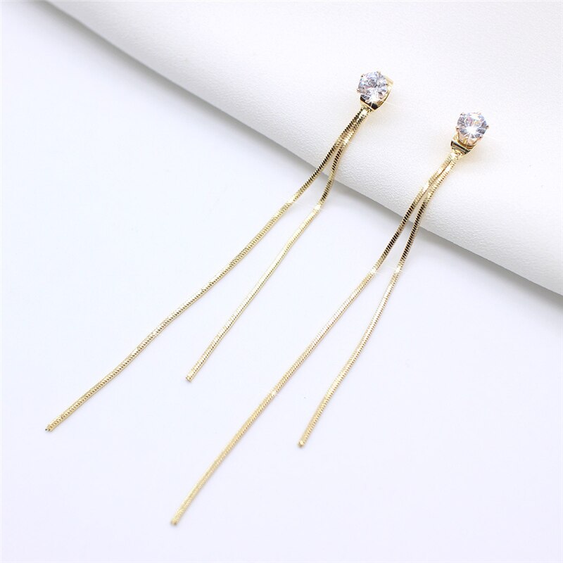 Lange Verzilverd Crystal Leaf Tassel Oorbellen Voor Vrouwen Wedding Sieraden: GG