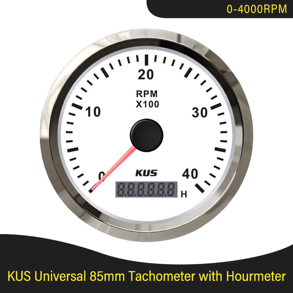 Kus 85mm benzin dieselmotor omdrejningstæller 3000 rpm 4000 rpm 6000 rpm 8000 rpm med timetæller båd lastbil bil rv vandtæt: 4k ws