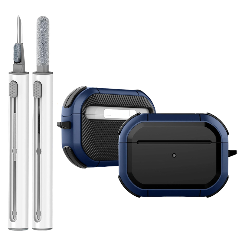 Para AirPods Pro 2a 1.a generación 3 Max AirPod 4 funda de bloqueo seguro con llavero Air Pod de cuerpo completo protección a prueba de golpes: 3XS / Gris claro