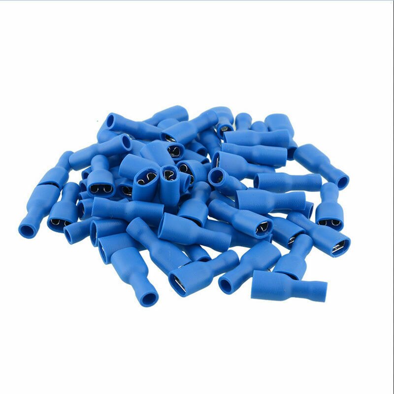 100pcs Male Female Spade Connectors Insulated Wire Cable Crimp Terminals Blue