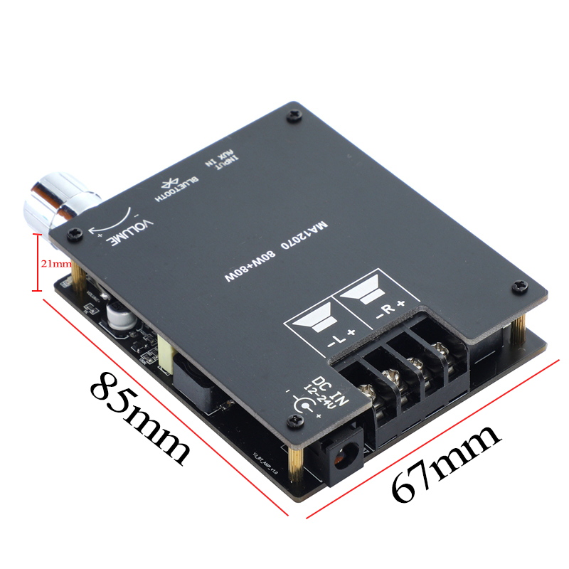 BAHOD MA12070 Audio Amplifier 80W+80W Bluetooth 5.0 Infineon Class D Digital Audio Power Amplifier AUX HiFi Stereo Amplifier