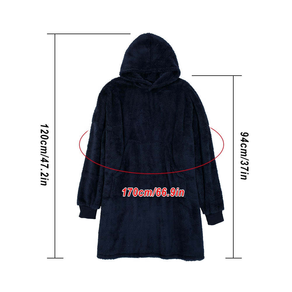 Adult Winter Oversized Wearable Blanket Hoodie Fluffy Coat With Sleeves for Bed Home Wear Outdoor Warm Keep