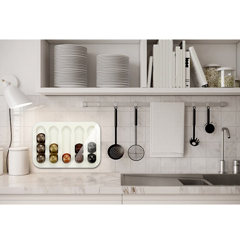 Koffiecuphouder voor aan de muur, houder voor koffie- en theecups, organizer voor nespresso-capsules, huishoudelijke benodigdheden