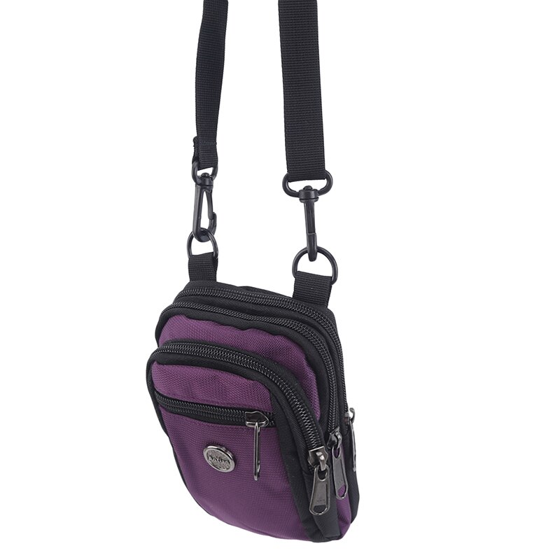 Multifunction Small Single Shoulder Bag & Crossbody Women Nylon Mobile Phone Waist Hanging Bag: purple