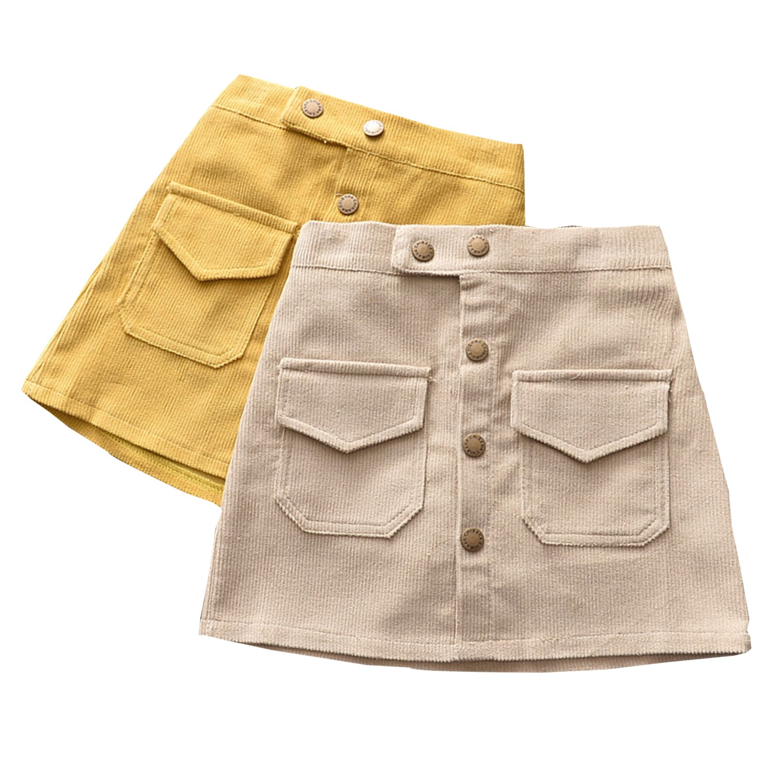 Jupe pour bébés et enfants filles, robe polyvalente demi-longueur enveloppante de fesses en velours côtelé pour enfants