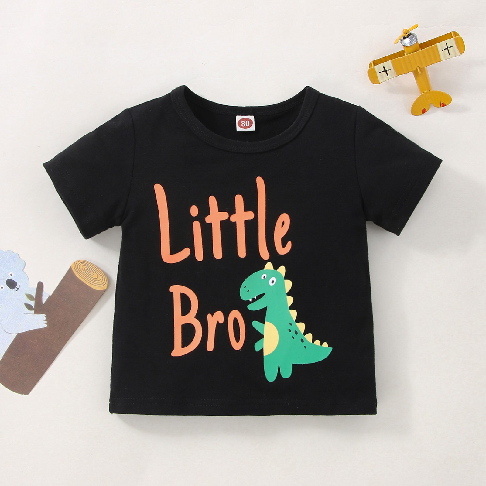 Pasgeboren Baby Boy Kleding Kinderkleding Baby Zomer T-shirt Peuter Leuke Dinosaurus Cartoon Brief Print Korte Mouw Top: B / 92CM