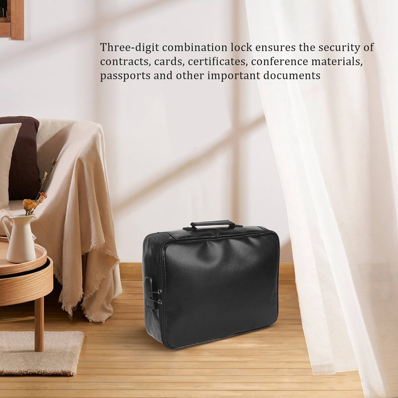Organiseringsveske brannsikker dokumentveske med lås bærbar arkiveringsboks holder til dokumentmappe passbevis