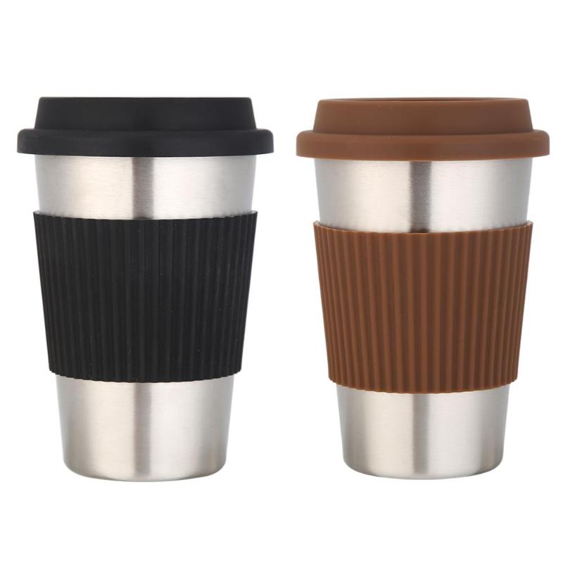 500ml Roestvrij Staal Water Cup Anti-Slip Koffie Mok Geïsoleerde Reismok Dubbele Wand Vacuüm Geïsoleerde Tumbler Breed mond Thee Cup