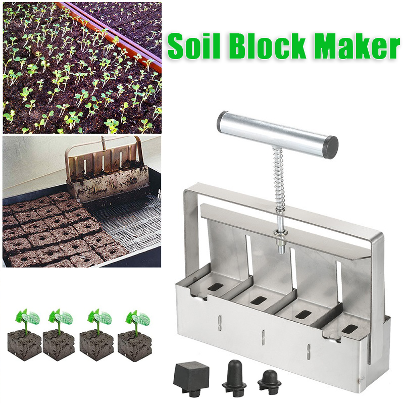 2-Inch Soil Block Maker Soil Blocking Tool Handheld Soil Blocker with Dibbles Dibbers for Garden Prep Seedling Soil Block Maker