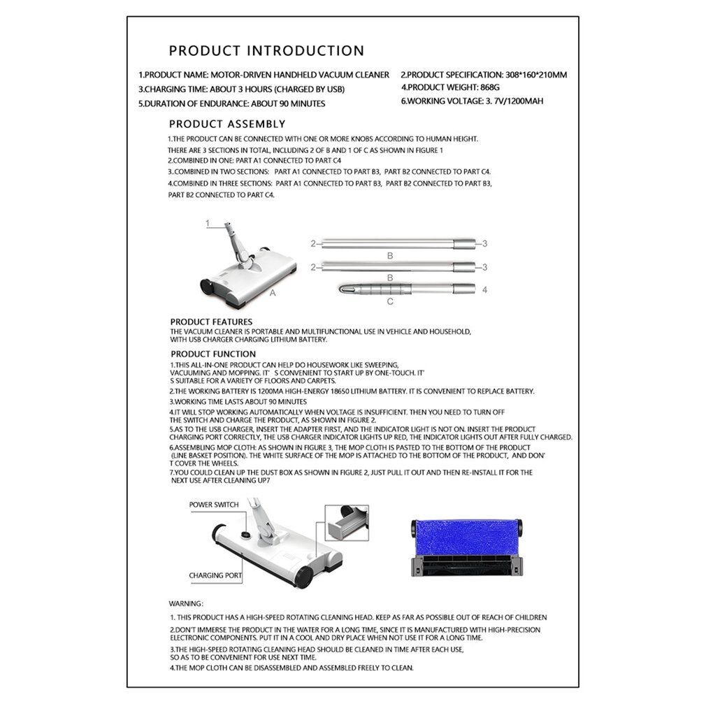 Handheld Vacuum Cleaner Strong Suction Wireless Charging Floor Sweeper Portable Dust Collector Household Aspirator