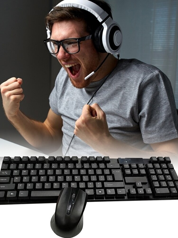 2.4Ghz Wireless Gaming Keyboard And Mouse Set Ergonomic Suitable For Office ABS 104Key Keyboard 3Keys Mous
