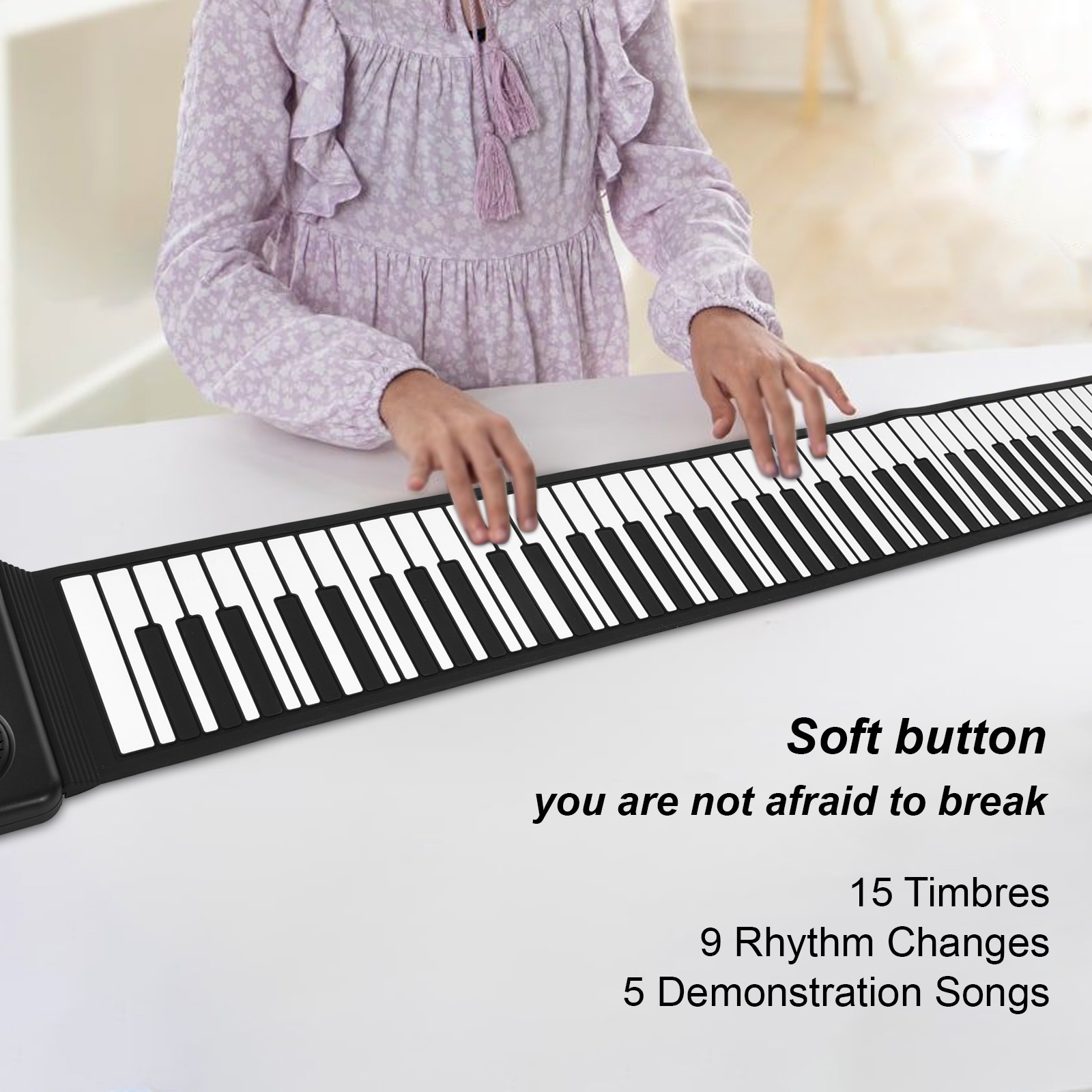 88-Tasten-tragbares Klavier, Handroll, elektronisches Klavier, umweltfreundliches, faltbares Klavier aus Silikon, Heimübung für Reiseanfänger