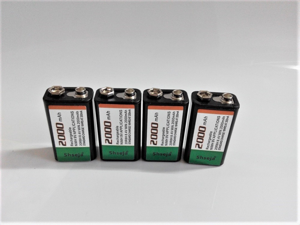 Shsee – batterie Rechargeable NI-MH 9V 6F22 2000mAh, chargeur intelligent 9V à courant élevé,: 4PCS battery