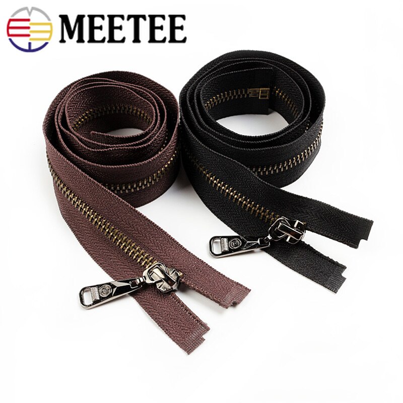 Meetee 4/8pcs 60/70/80cm 5# Metal Copper Teeth Open Tail Zipper DIY Coat Jakect Clothing Sewing Zip Tailor Decor Accessories