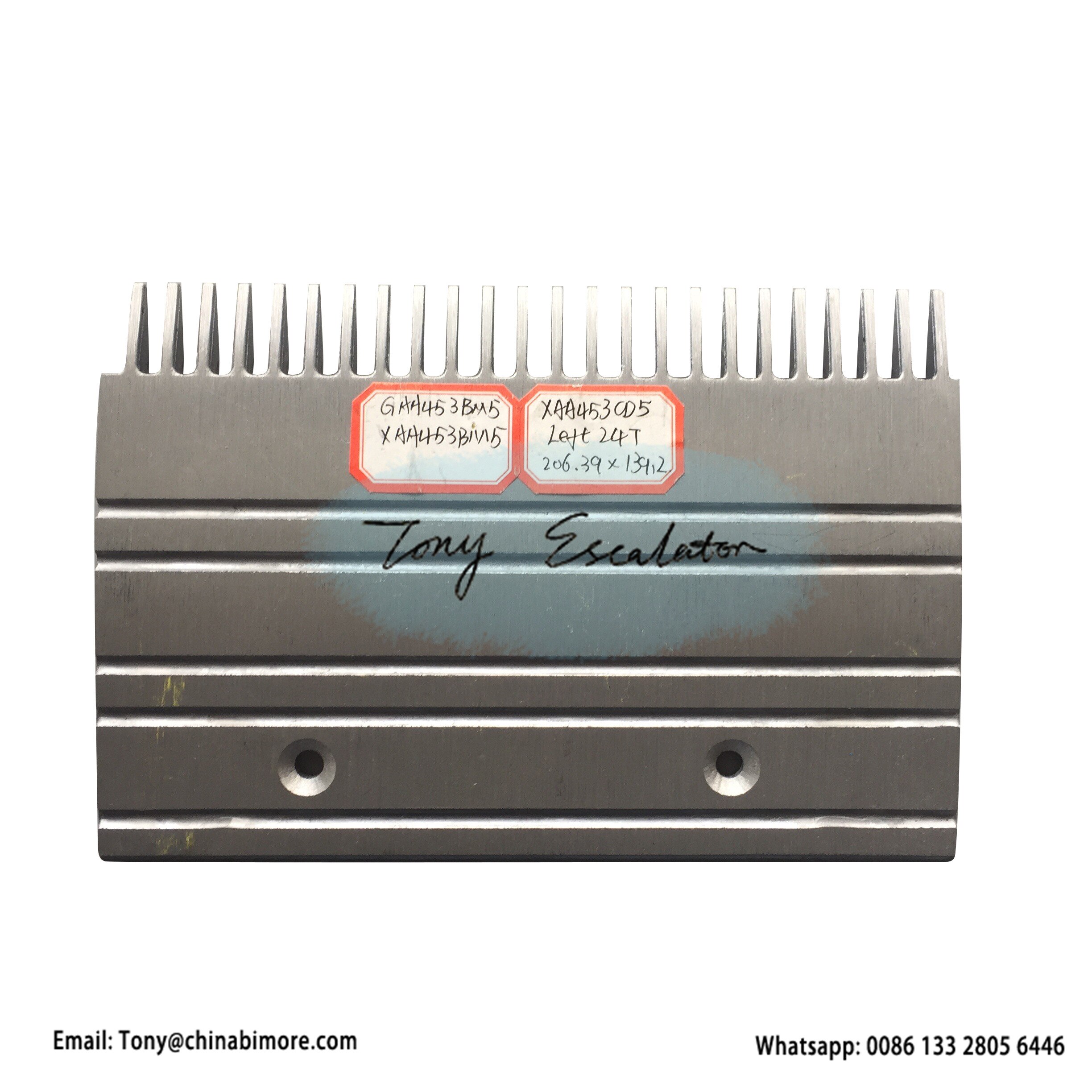 Escalator Aluminum Comb Plate GAA453BM5 L206mm Hole Pitch 102mm Left 24 Teeth for otis