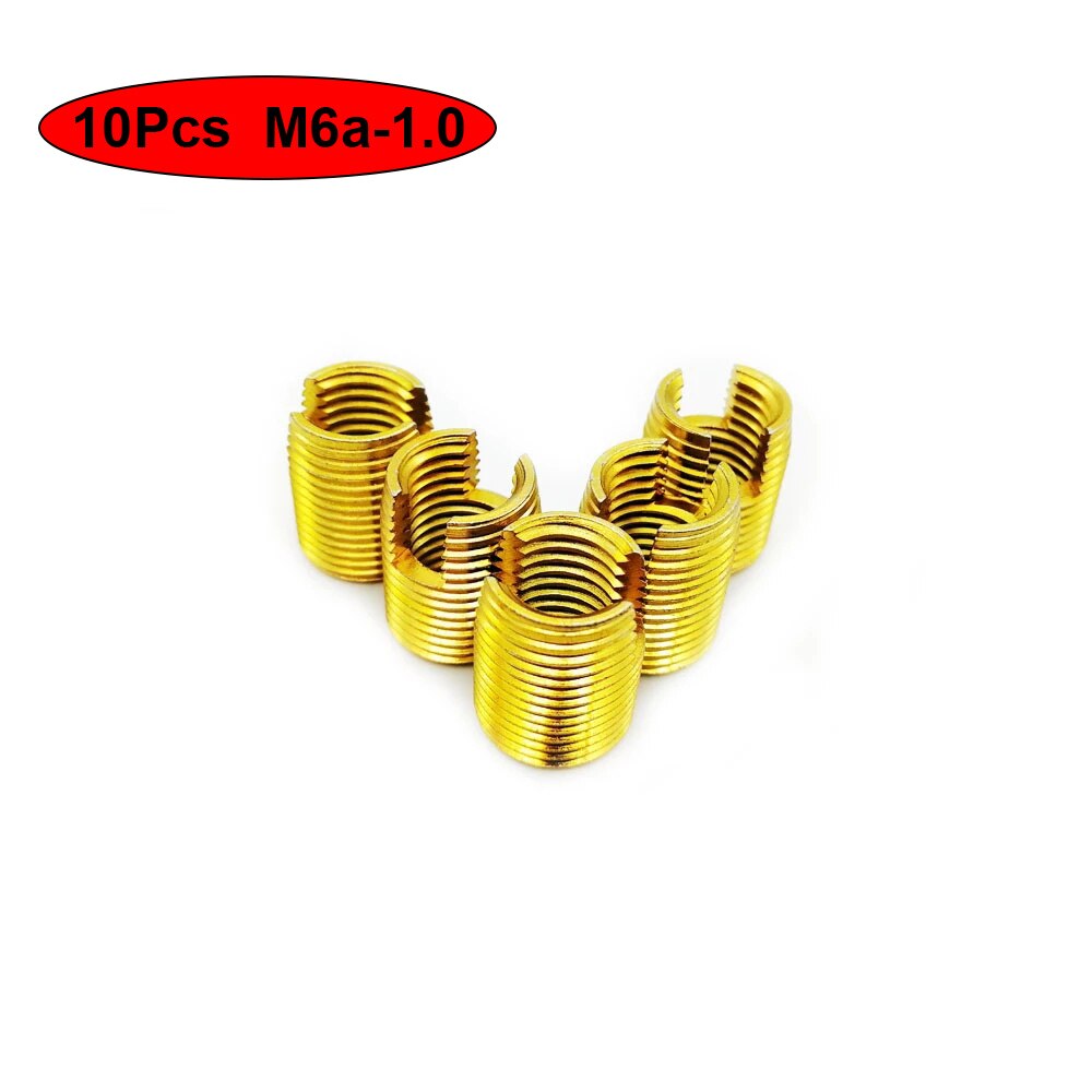 Buje de tornillo de inserción autorroscante galvanizado, 10 M6a-1.0, 302, tipo ranurado, inserción de rosca de alambre, reparación de tuerca autorroscante