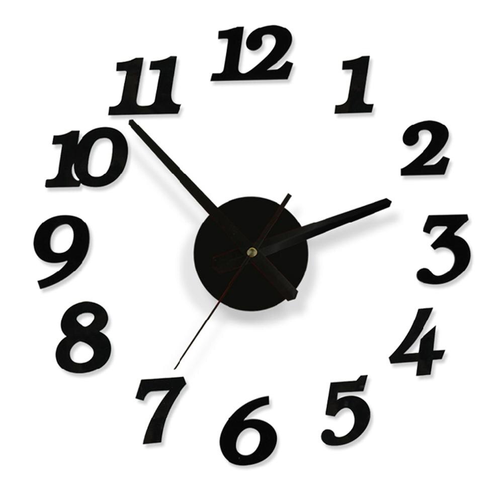 3D DIY Wall Clock Modern Silent Big Digital Acrylic Self adhesive Wall Clock Sticker for Living Room Decor