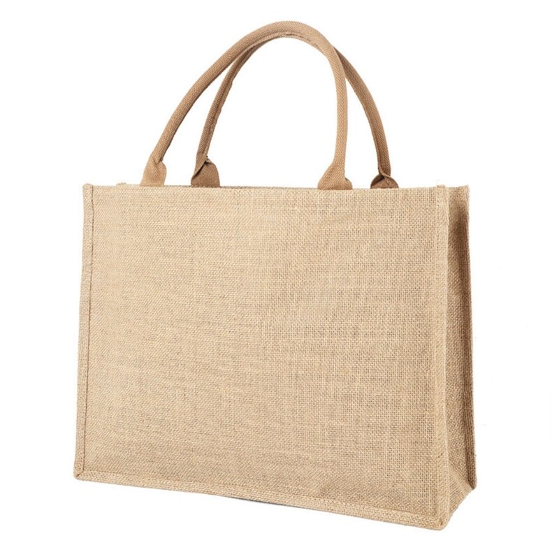 Jute Jute Tote Grote Herbruikbare Boodschappentassen Met Handvatten Vrouwen Boodschappentas 7XEC