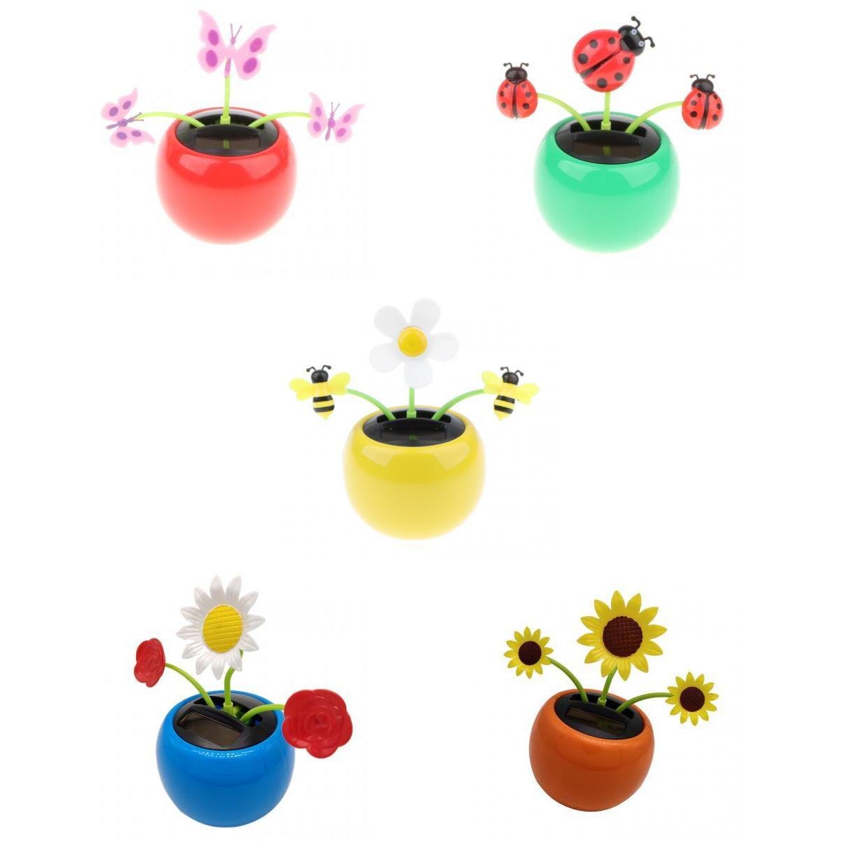 5Stck Kunststoff Tanzen Insekten Blume Puppe (Solar- angetrieben) Heimat Auto Ornament