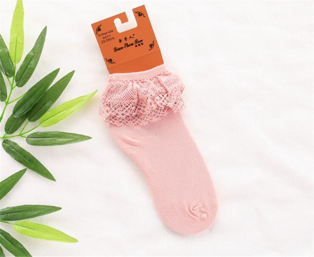 Lolita-Calcetines cortos de encaje japonés para mujer, calcetín, B435: pink