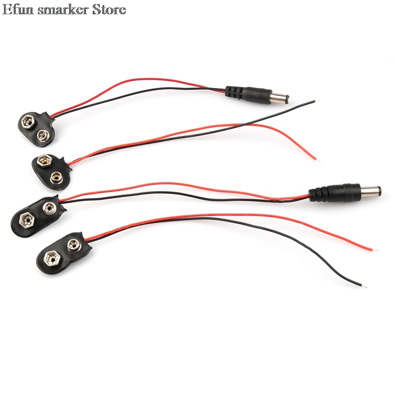 6F22 9V Battery Adapter Snap Connector clip Lead Wires holder DC 5.5*2.1 jack Clip Power cable For Arduino DIY Jack
