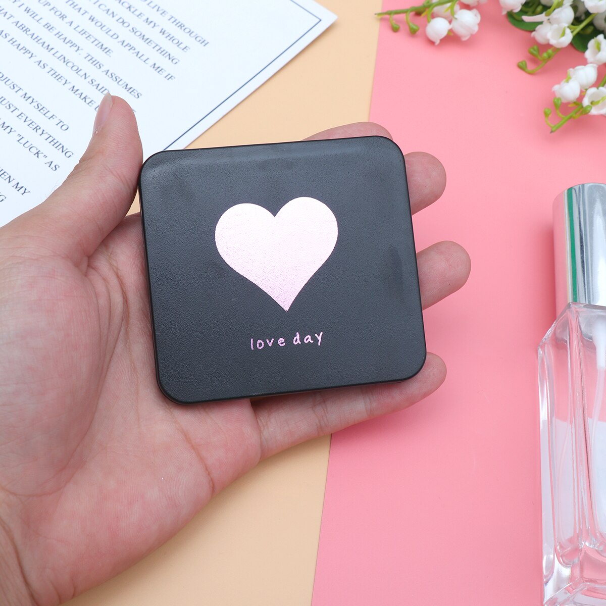 Espejo compacto para maquillaje plegable para niñas, espejo de bolsillo rectangular para maquillaje, pequeño espejo plegable para viaje al aire libre