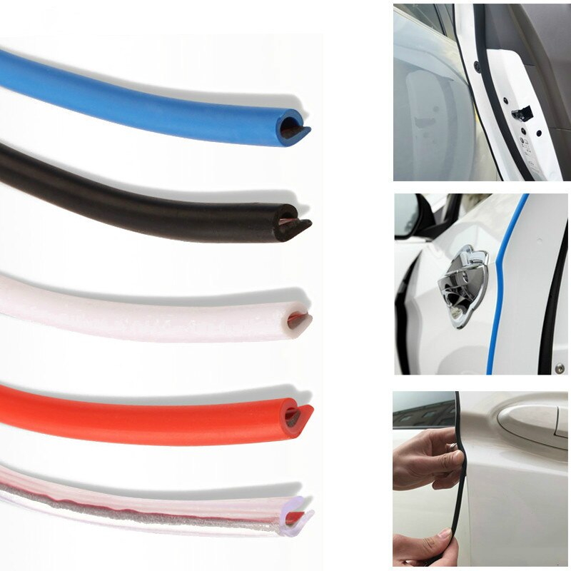 Tiras protectoras para bordes de goma para puerta de coche, molduras de puertas laterales, Protector de arañazos adhesivo para vehículo, 5M