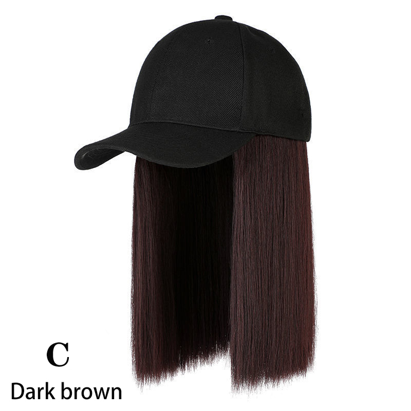 Beanies Hat With Hair Wigs For Women 24 inch Long Straight Hair Synthetic Wig Warm Soft Ski Knitted Autumn Winter Cap: green