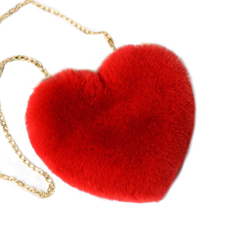 Mini borse a tracolla pelose a forma di cuore borse a tracolla in peluche pelose per donna M5TE