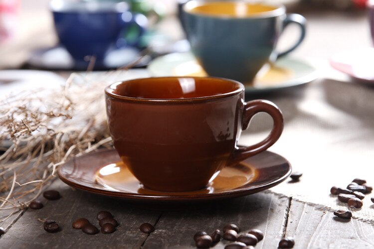 Kontinental farge kaffekoppsett britisk italiensk stil cappuccino mokka keramikksett jul