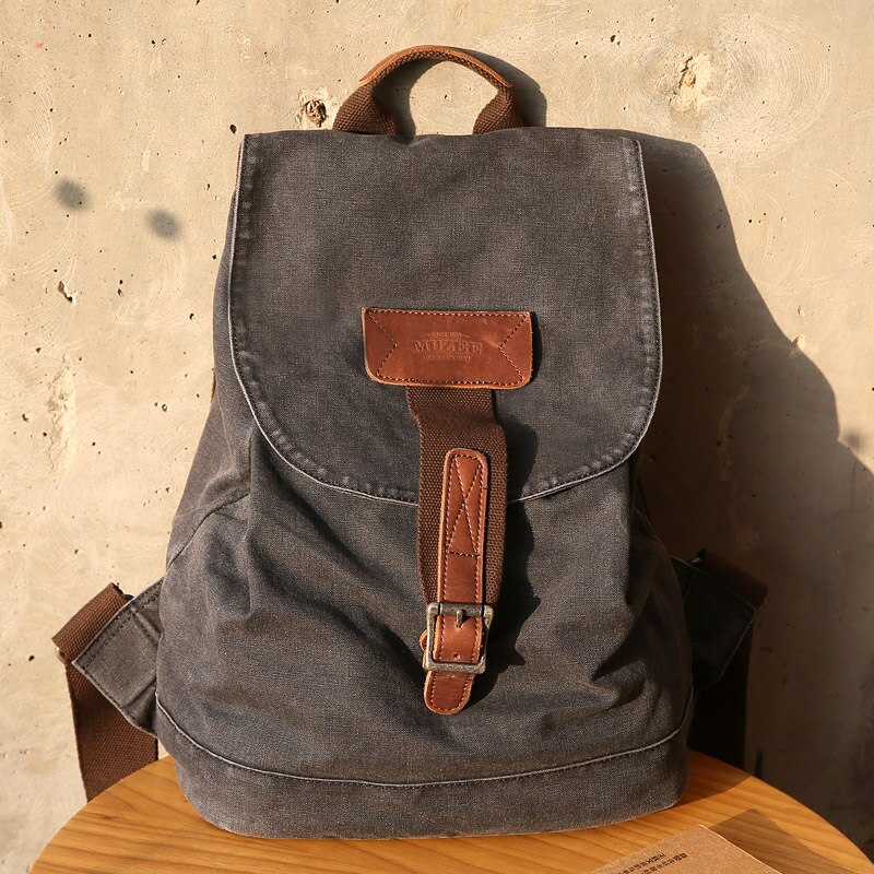 Muzee Retro Mannen Rugzak Canvas Mannen Reizen Rugzak Leisure Student Rugzak Mannen en Vrouwen 15.6 inch Laptop Rugzak