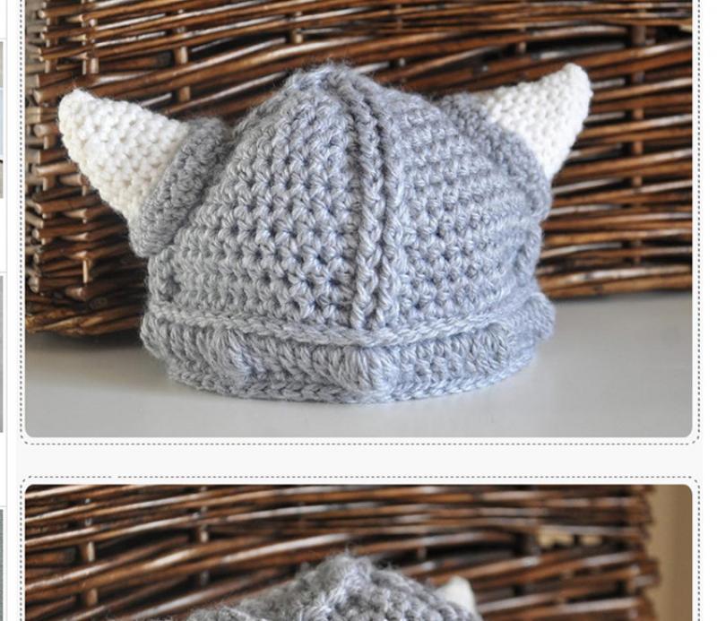 Winter Novelty Hat Handmade Crocheted Viking Warm Horns Hats Knitted Caps