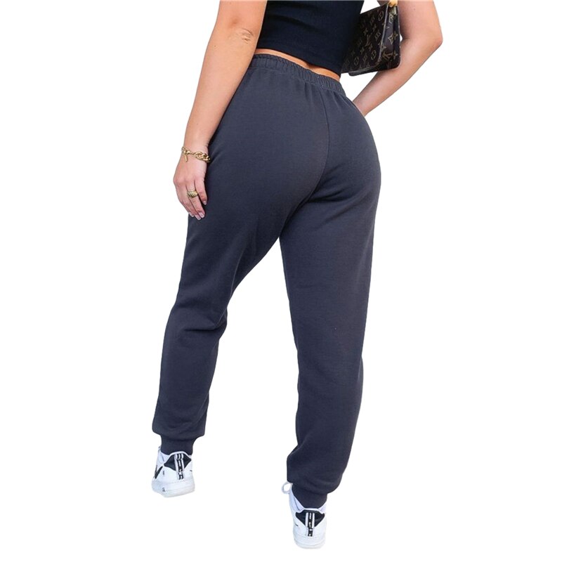 Trend Vrouwen Effen Kleur Broek Volwassenen Casual Stijl Fleece Gevoerde Broek Herfst Bodems Met Trekkoord Zak