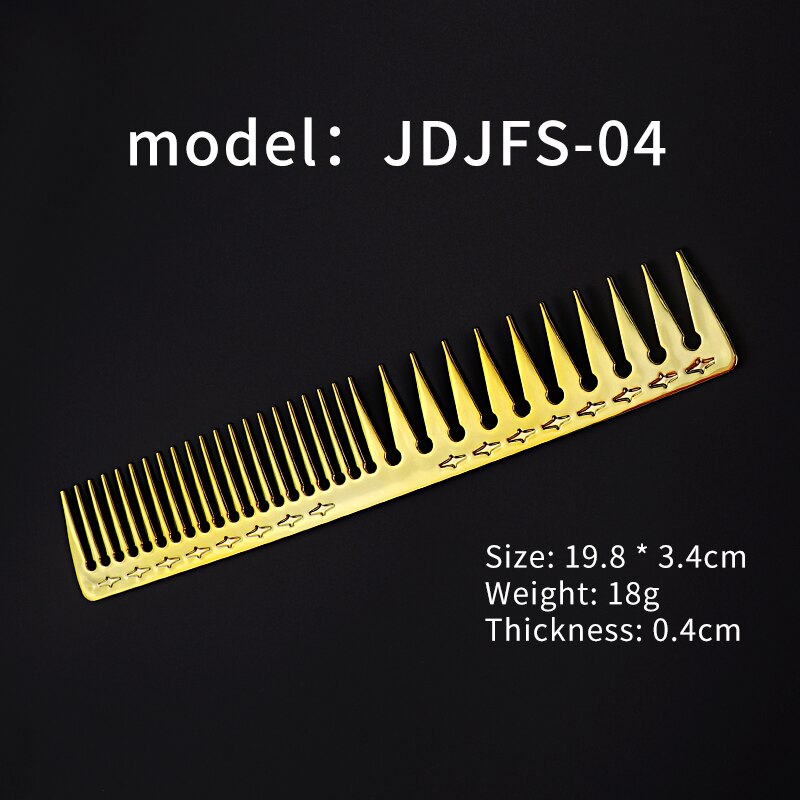 Brosse à cheveux double peigne plaqué or, outil de coiffure pour salon de coiffure, brosse à cheveux emmêlée, peigne à tête d&#39;huile pour barbe, coupe de cheveux, brosse à teinture: JDJFS-04